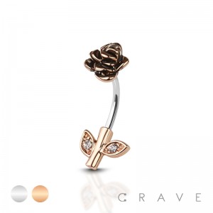 ROSE BLOSSM 316L SURGICAL STEEL NAVEL RING